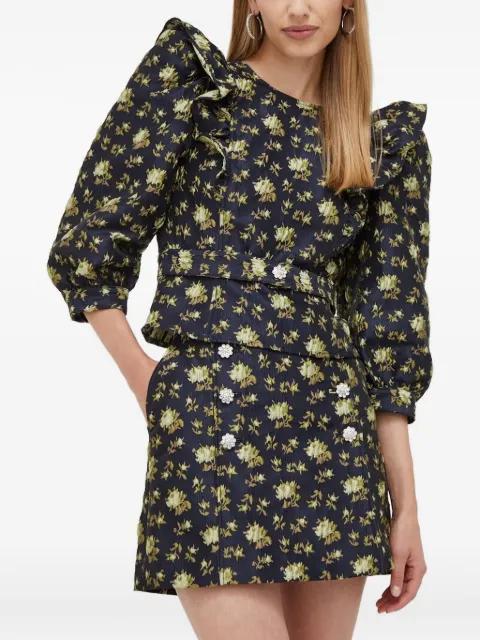 floral-print puff-shoulder blouse by CUSTOMMADE