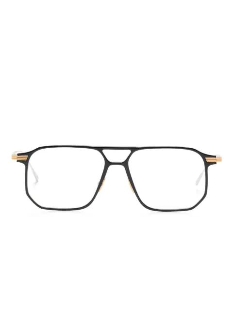 gold-detail rectangle-frame glasses by CUTLER&GROSS