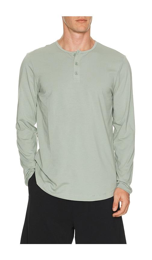 Cuts Curve Hem Long Sleeve Henley in Slate by CUTS