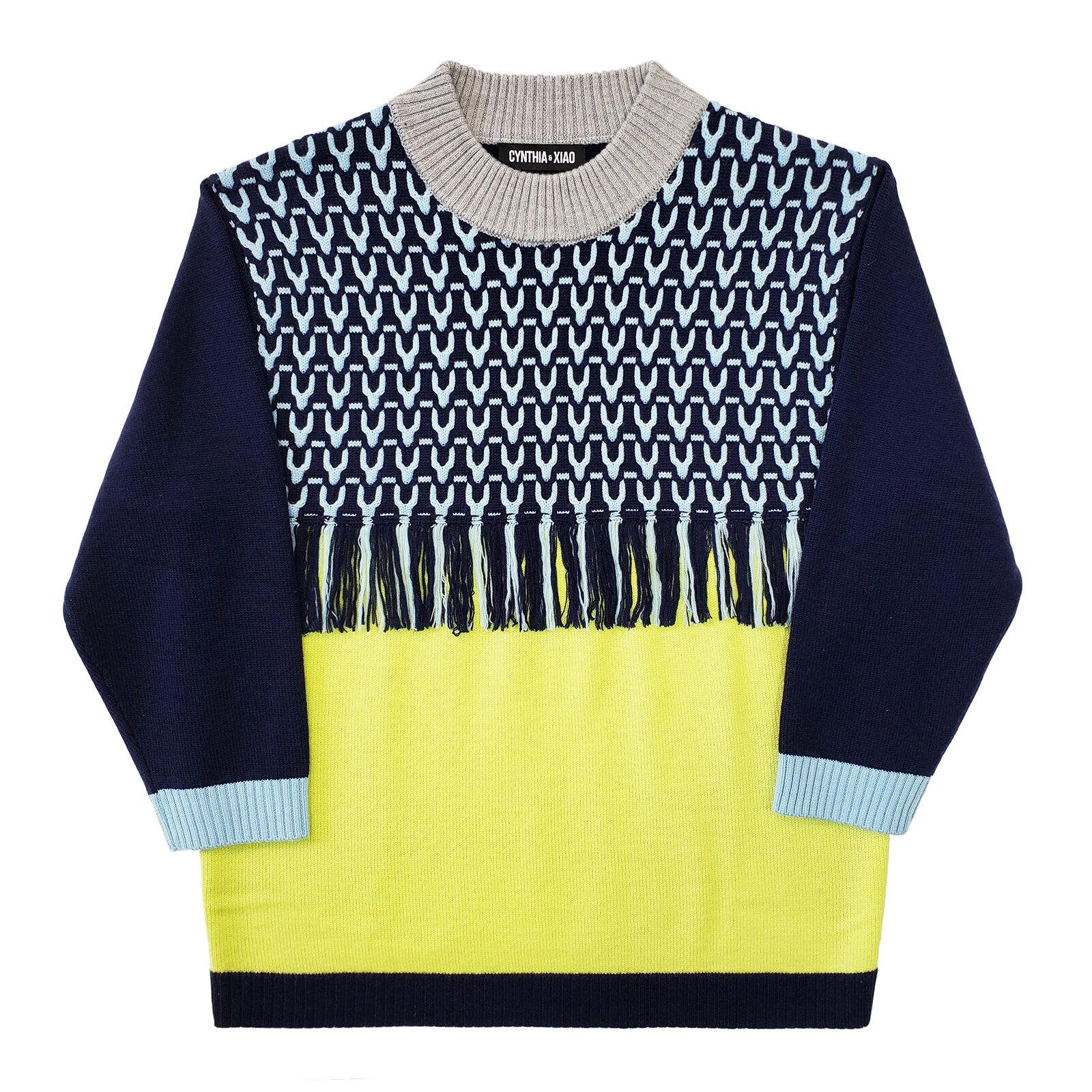 navy cable oversize knit top knit sweaterneon anglerfish oversize knit sweater by CYNTHIA AND XIAO