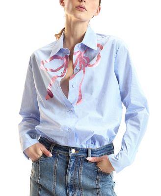 Metallic Bow Cotton Shirt by CYNTHIA ROWLEY