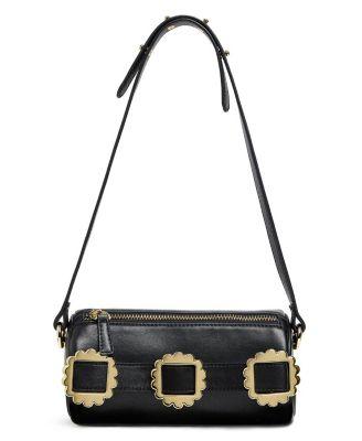 Multi-Buckle Leather Shoulder Bag by CYNTHIA ROWLEY