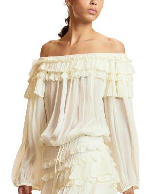 Off Shoulder Ruffle Blouse by CYNTHIA ROWLEY