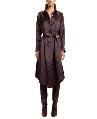 Pintuck Silk Charmeuse Shirt Dress by CYNTHIA ROWLEY