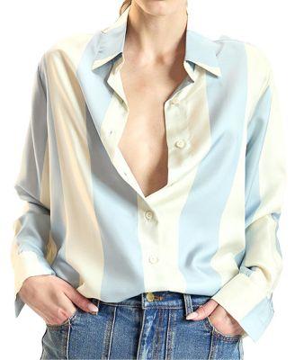 Silk Stripes Button-Up Shirt by CYNTHIA ROWLEY