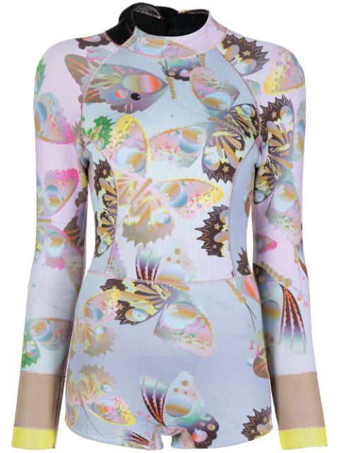 Sunset Butterfly long-sleeve wetsuit by CYNTHIA ROWLEY
