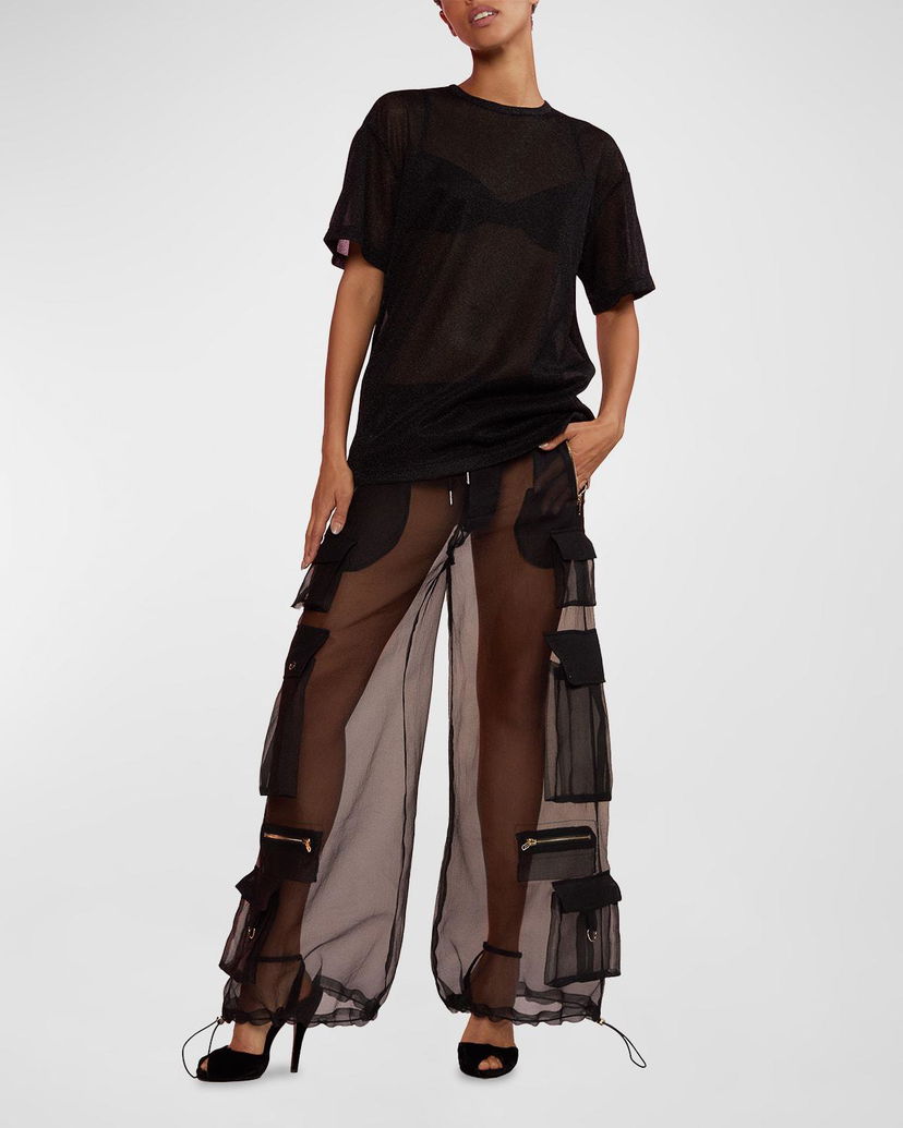 Wide-Leg Sheer Organza Cargo Pants by CYNTHIA ROWLEY | jellibeans