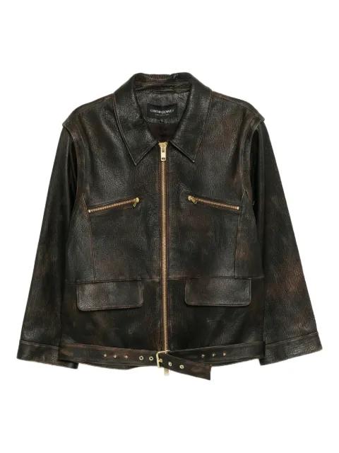 belted leather jacket by CYNTHIA ROWLEY