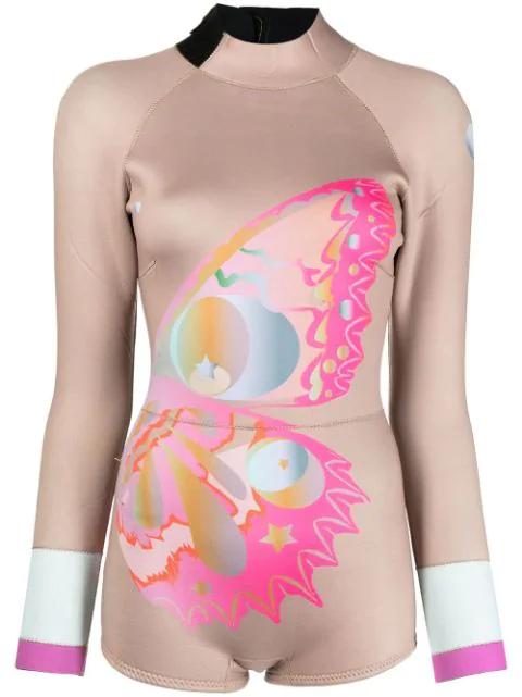 butterfly-print long-sleeve wetsuit by CYNTHIA ROWLEY