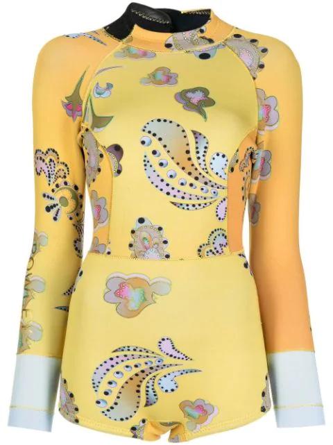 paisley-print long-sleeve wetsuit by CYNTHIA ROWLEY