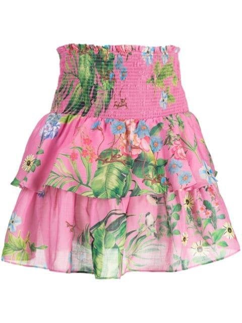 smocked floral-print skirt by CYNTHIA ROWLEY