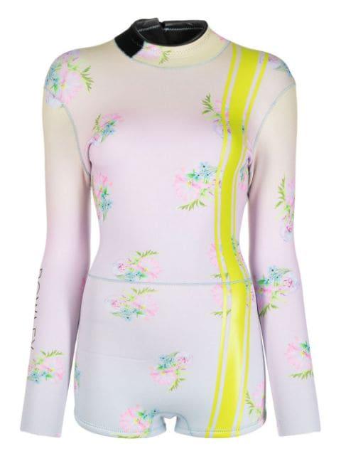 striped floral-print swimsuit by CYNTHIA ROWLEY