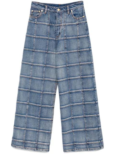 windowpane wide-leg jeans by CYNTHIA ROWLEY