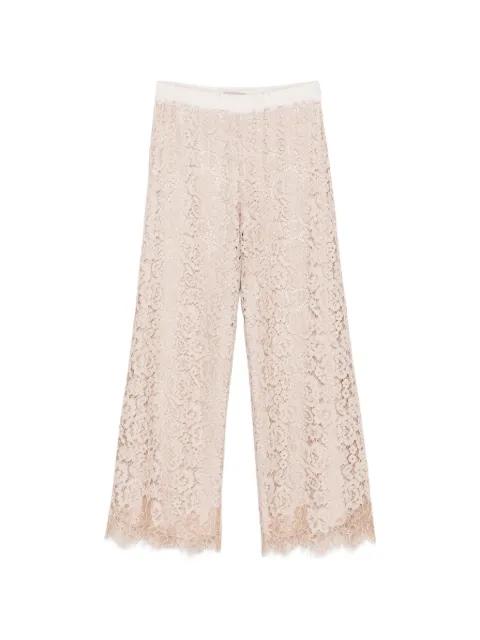 Ricamo lace-overlay palazzo pants by D.EXTERIOR