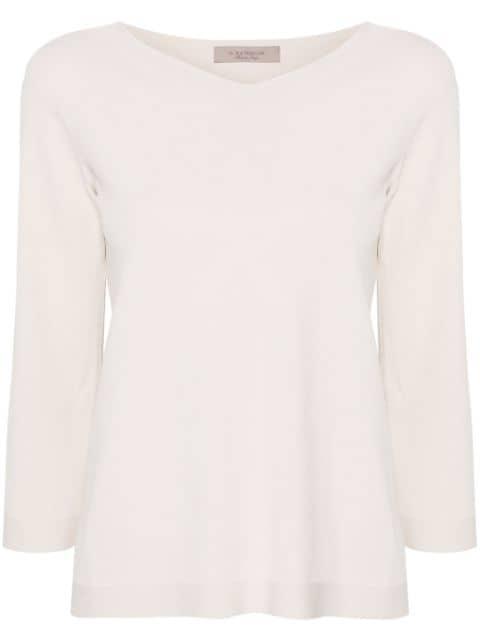 V-neck compact-knit jumper by D.EXTERIOR