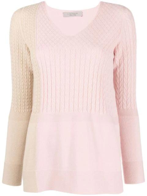 colour-block cable-knit jumper by D.EXTERIOR