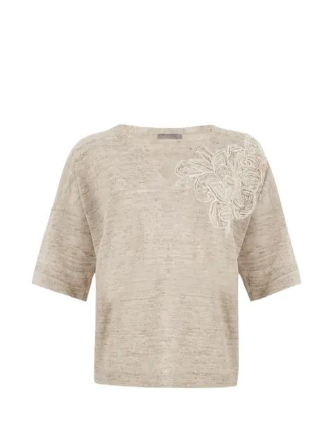 floral-applique T-shirt by D.EXTERIOR