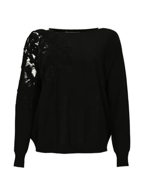 lace-detail round-neck sweater by D.EXTERIOR
