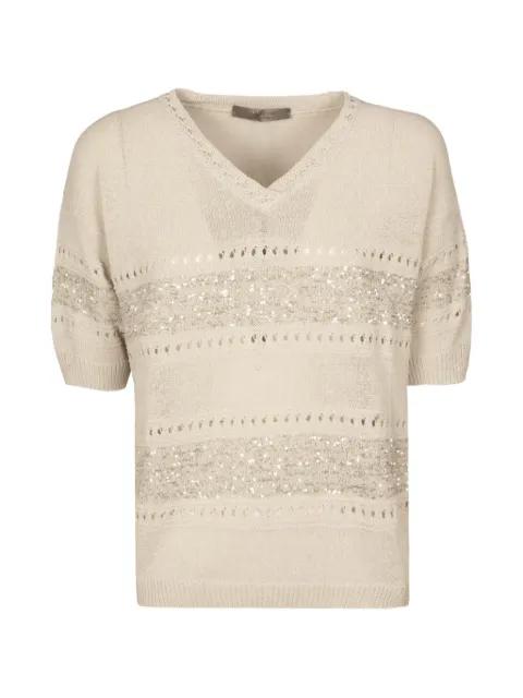 sequin V-neck sweater by D.EXTERIOR