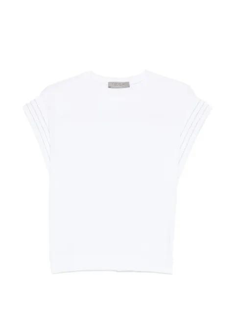 stripe-sleeve T-shirt by D.EXTERIOR