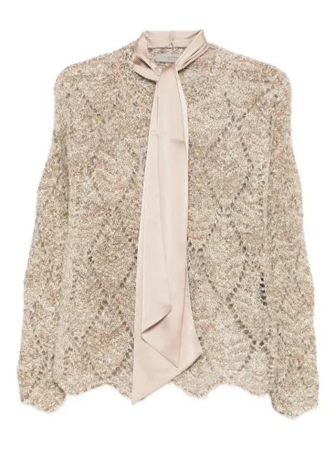 tie-neck openwork sweater by D.EXTERIOR
