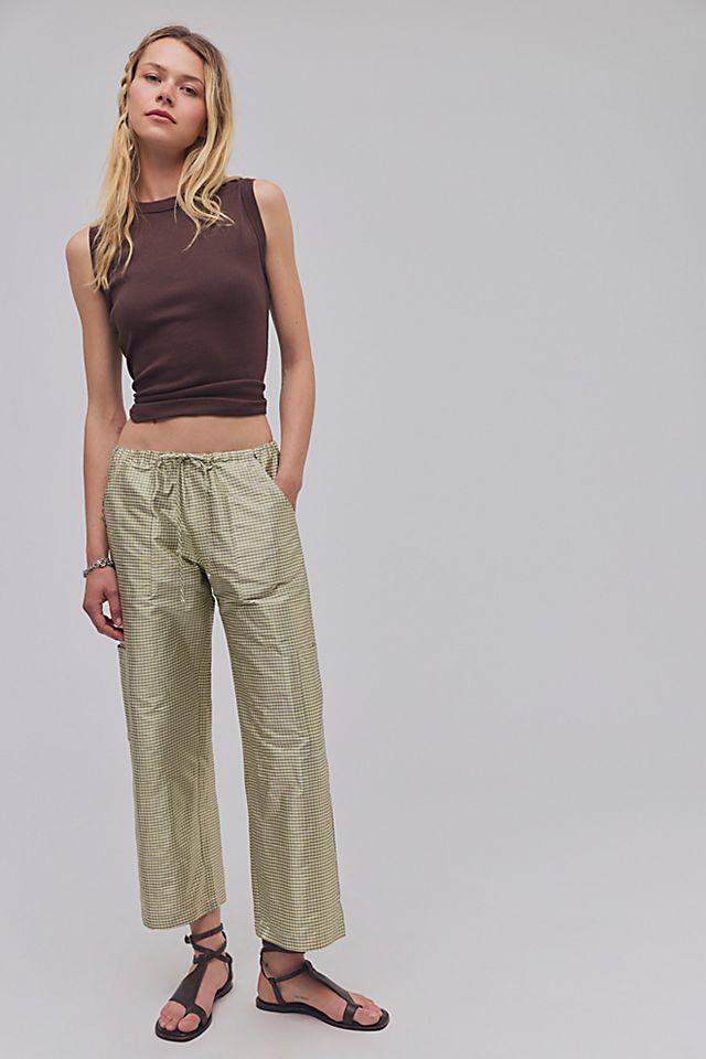 DONNI. The Taffeta Gingham Drawstring Cargo Pants by D ON NI. | FREE PEOPLE