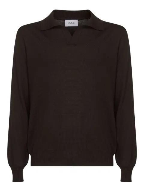 V-neck ribbed-cuff polo shirt by D4.0
