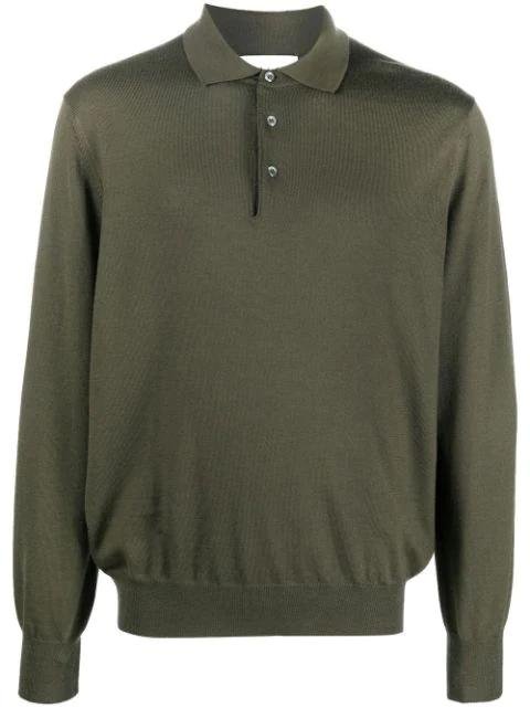 fine-knit long-sleeve polo shirt by D4.0