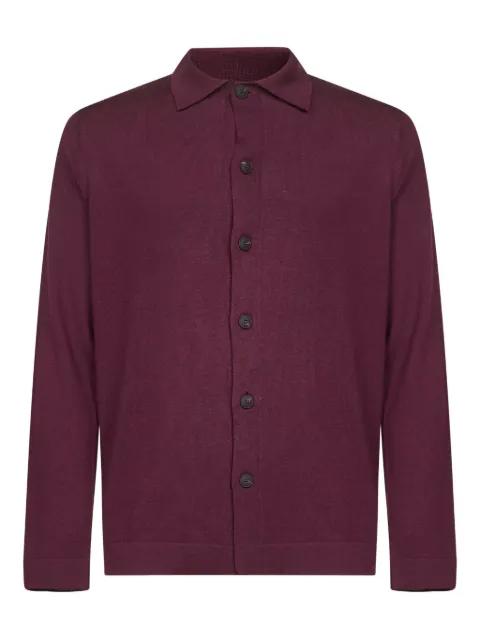 ribbed-collar button shirt by D4.0