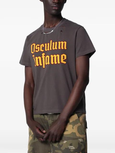 6669 distressed text-print T-shirt by DAGGER