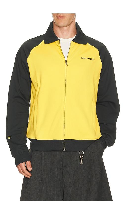 Daily Paper Dias Stacked Colour Blocking Track Jacket in Black,Yellow by DAILY PAPER