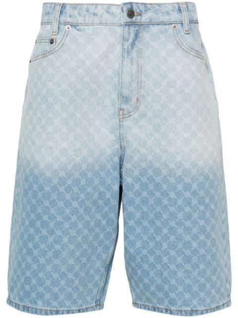 faded monogram-pattern denim shorts by DAILY PAPER