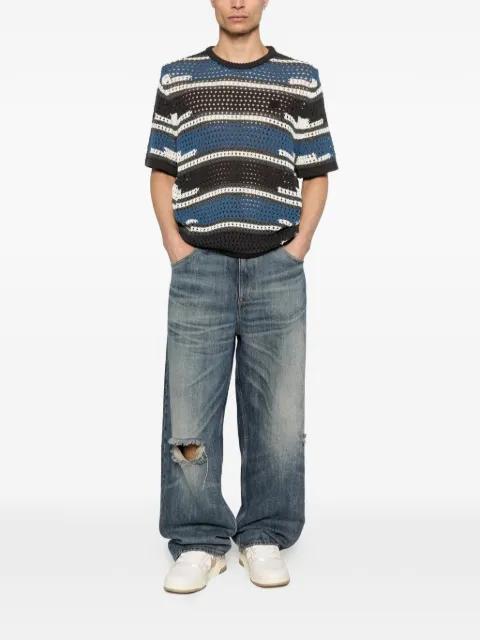 striped open-knit T-shirt by DAILY PAPER