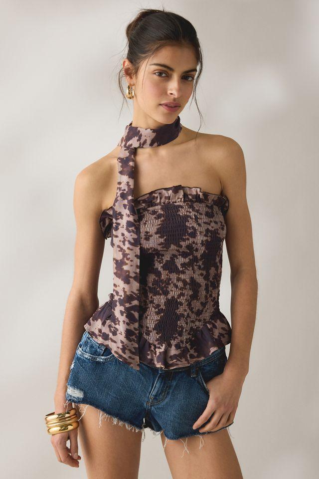 Daisy Street Bell Scarf Detail Smocked Tube Top by DAISY STREET