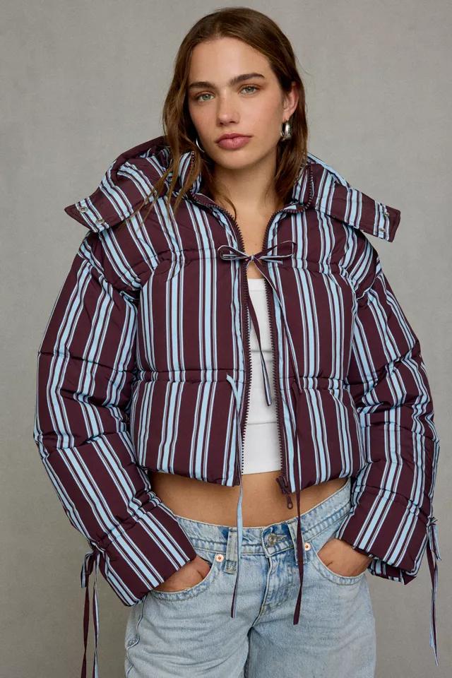 Daisy Street Cocoa Tie-Front Cropped Puffer Jacket by DAISY STREET