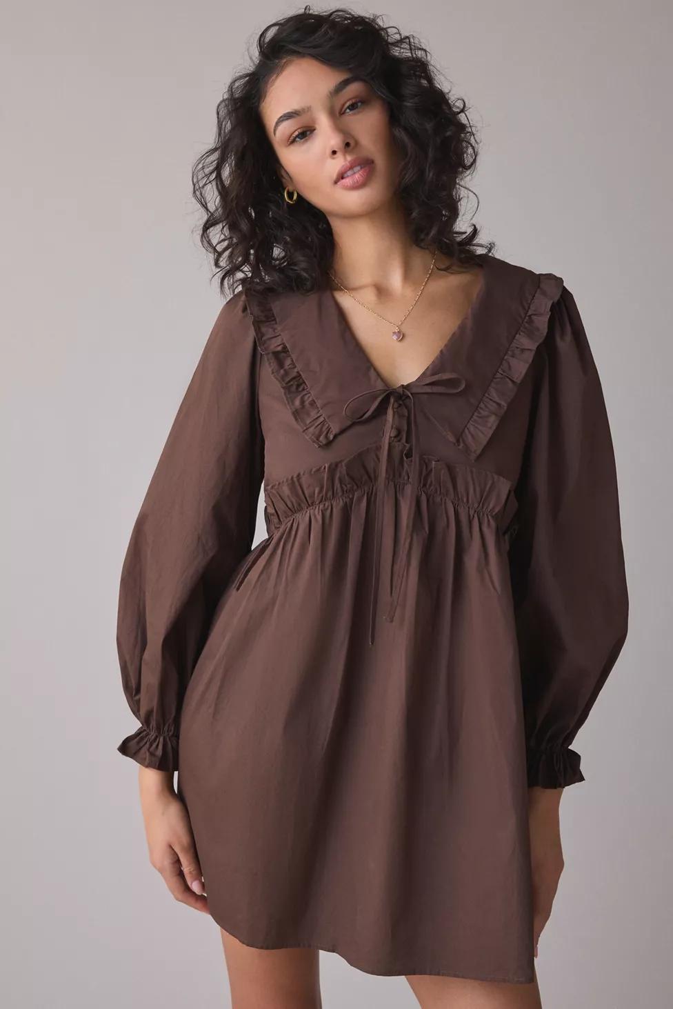 Daisy Street Fern Ruffle Collar Long Sleeve Mini Dress by DAISY STREET