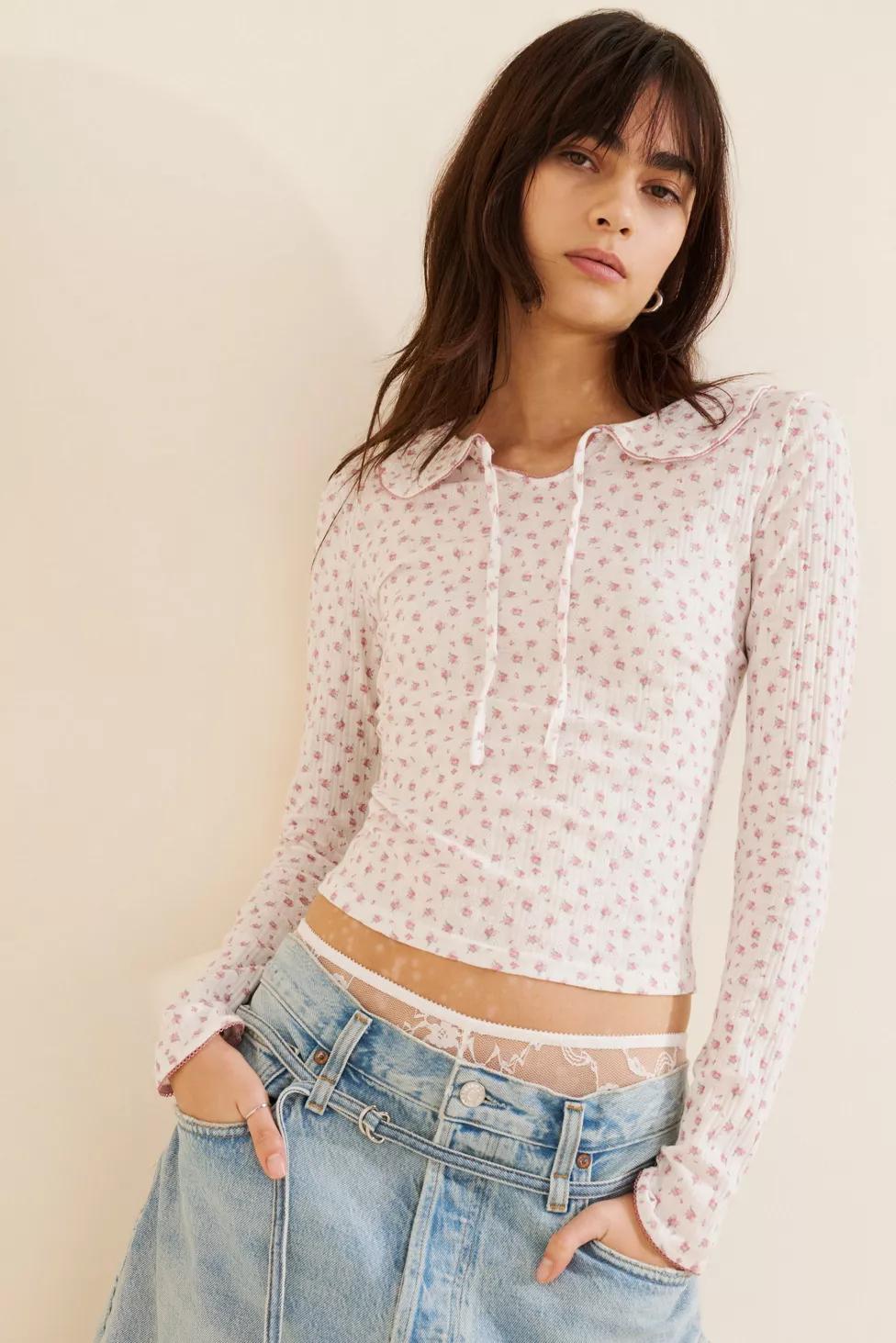 Daisy Street Long-Sleeve Pointelle Top by DAISY STREET