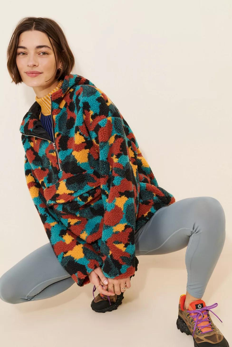 Daisy Street Printed Borg Pull On Over Fleece Jacket by DAISY STREET