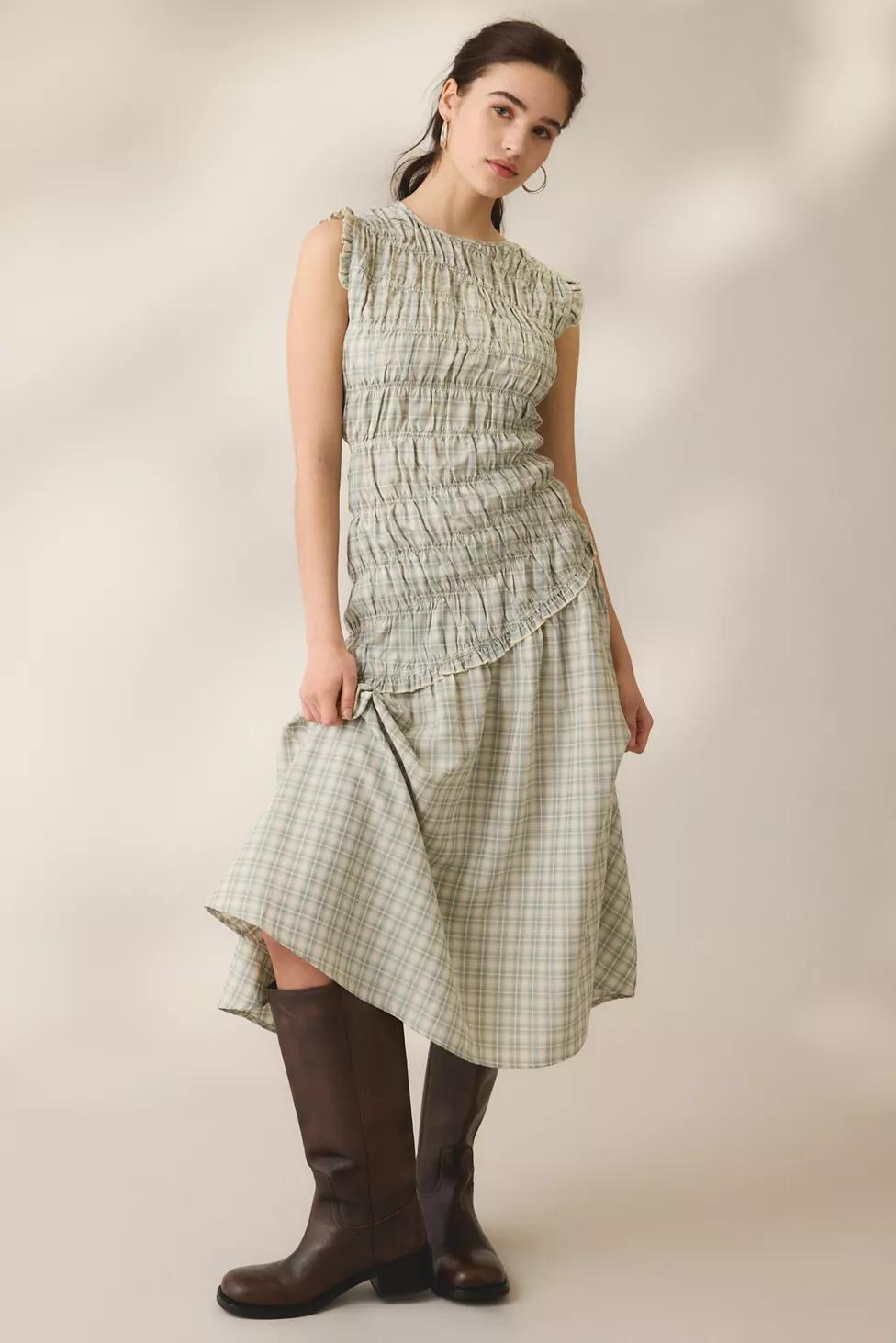 Daisy Street Vivi Asymmetric Ruched Midi Dress by DAISY STREET