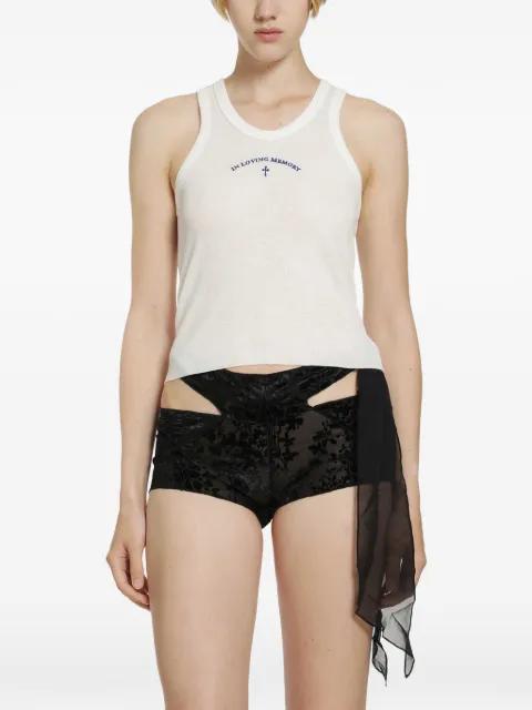 embroidered ribbed-knit tank top by DAISY