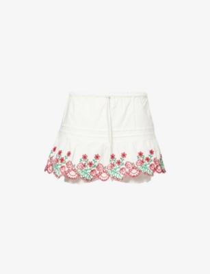 Andy Floral-Embroidered Cotton Skort by DAMSON MADDER
