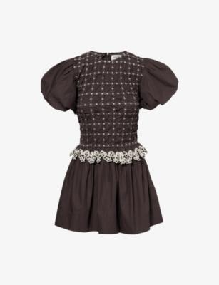 Audrey Shirred Cotton Mini Dress by DAMSON MADDER