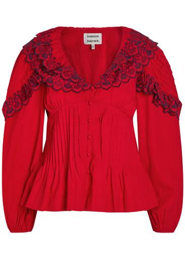 Caroline embroidered cotton-poplin blouse by DAMSON MADDER