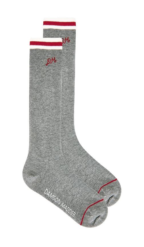 Damson Madder High Knee Sock in Grey by DAMSON MADDER