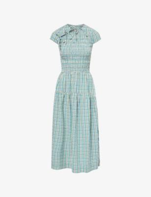 Ebba Smocked Cotton Midi Dress by DAMSON MADDER
