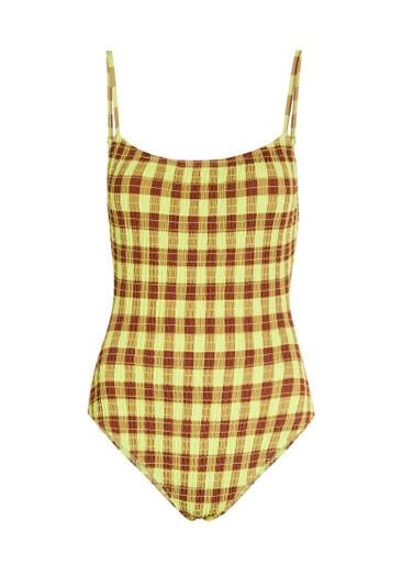 Lilibet checked smocked swimsuit by DAMSON MADDER
