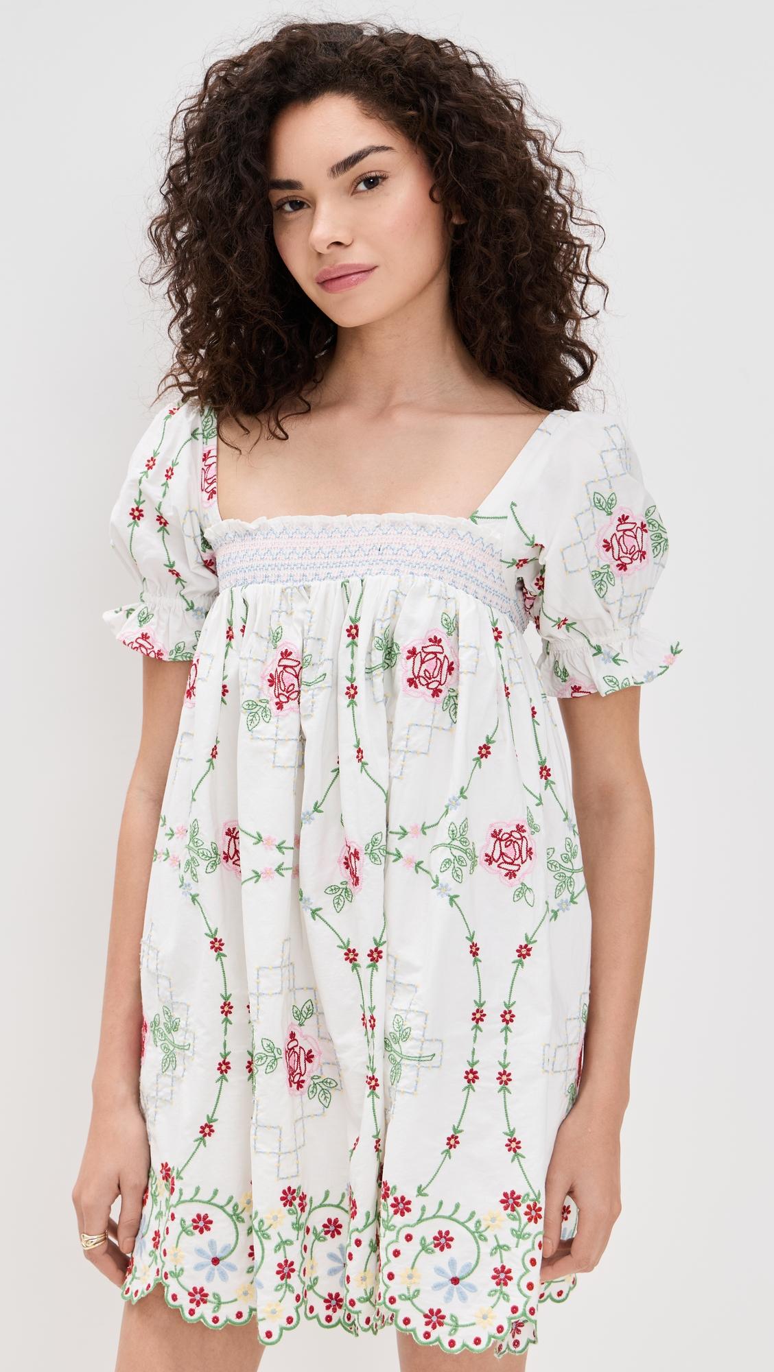 Lulu Rose Embroidery Mini Dress by DAMSON MADDER