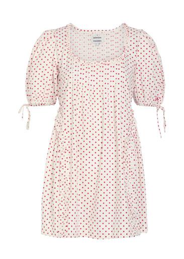 Meri polka-dot ruffled cotton-poplin mini dress by DAMSON MADDER