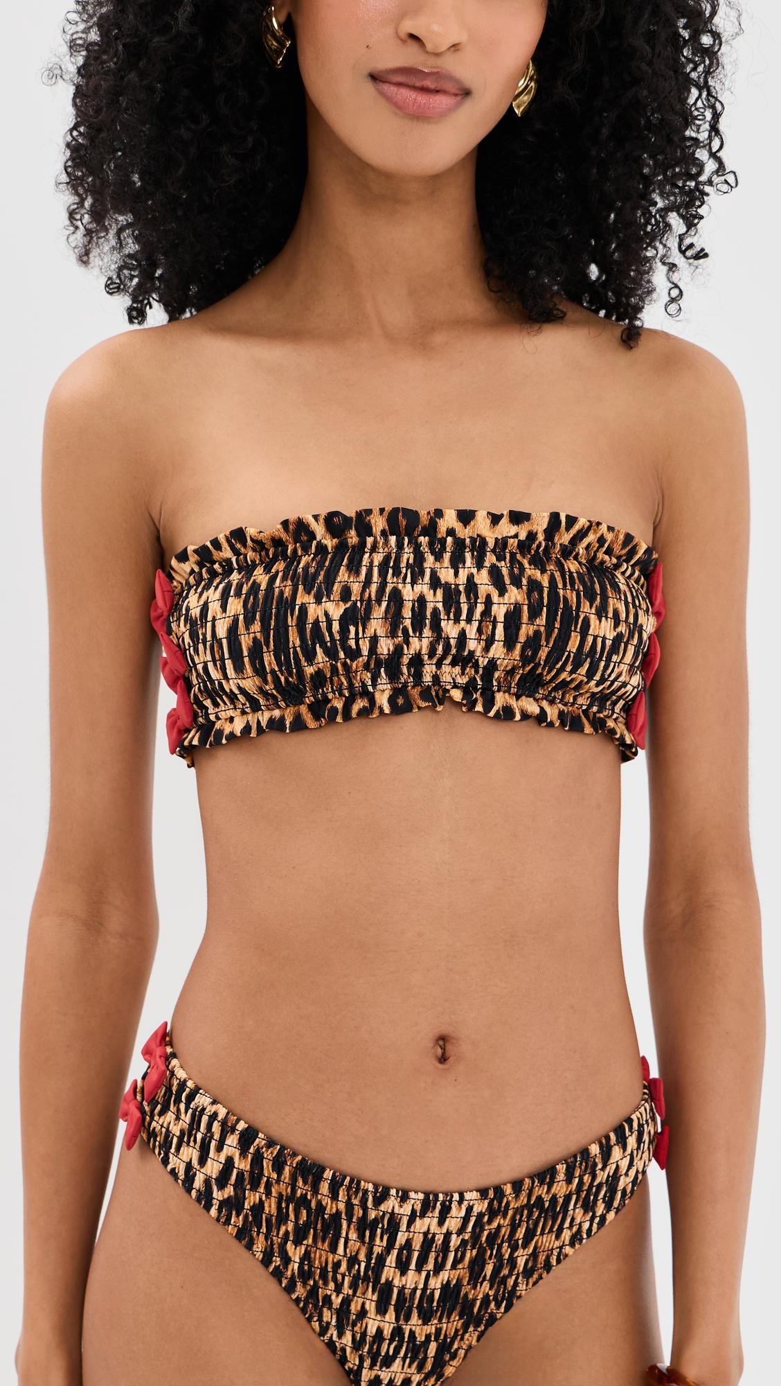 Shirred Bow Bikini Top by DAMSON MADDER