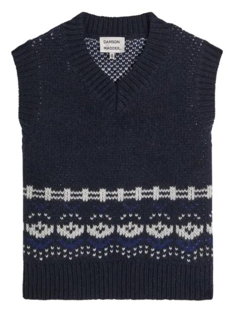patterned V-neck wool top by DAMSON MADDER